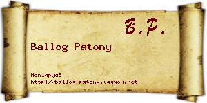 Ballog Patony névjegykártya